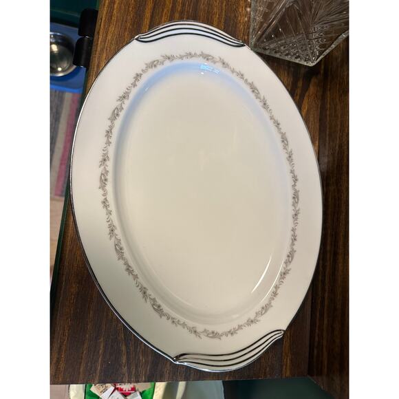 Vintage Noritake China Crestmont Serving Platter Silver Detail Trim Classic - Picture 7 of 7